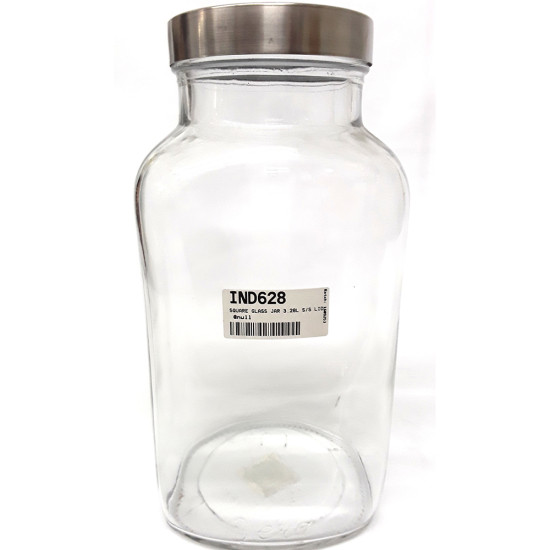 SQUARE GLASS JAR SILVER TOP 3.28 LT -Glass jars image