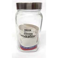 SQUARE GLASS JAR SILVER LID 1.7 LT