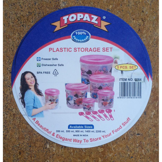 CANNISTER SET TALL 5 PCS 350ML/550 ML /900ML/1400ML/2200ML -Cannisters image