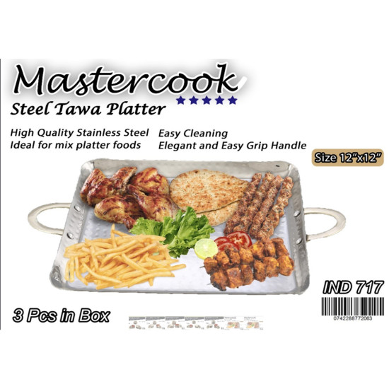STEEL TAVA SQUARE WITH BRASS HANDLE SIZE12 X 12 INCH image
