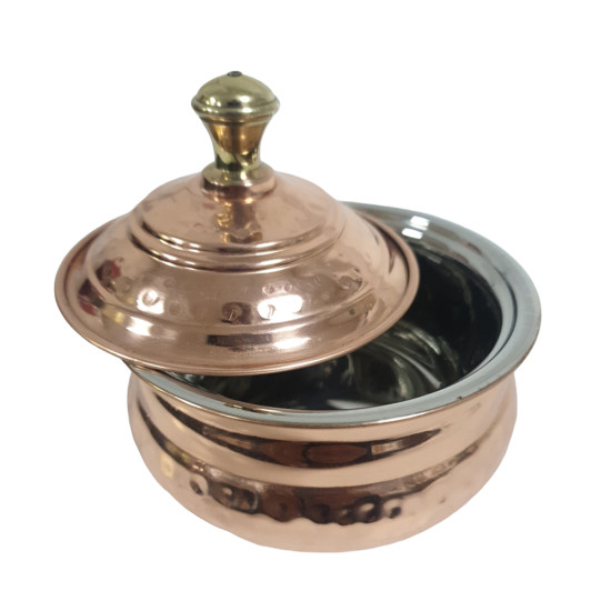 STEEL HANDI COPPER FINISH WITH LID SIZE 14.5 CM image