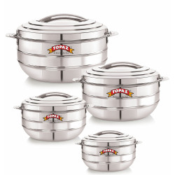 HOTPOT SET LOTUS SET OF 4 PCS STAINLESS STEEL SIZE 1000ML-1500ML-2500ML-3500ML