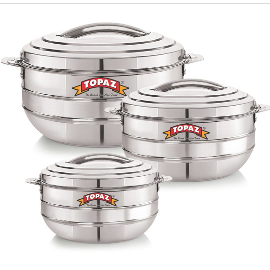 HOTPOT LOTUS STAINLESS STEEL SET OF 3 SIZE 3500ML- 5000ML -7500ML -Hotpots image