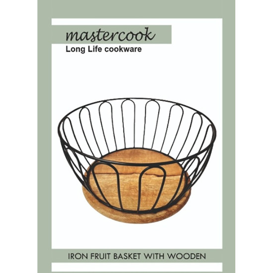 BASKET FOR FRUIT WITH HEAVY WOODEN BASE ROUND BLACK -Assorted houseware image