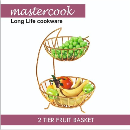 BASKET TWO TIER ROUND GOLD image