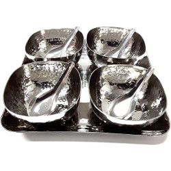 SQUARE THALI SET W/4 VATI AND SPOON