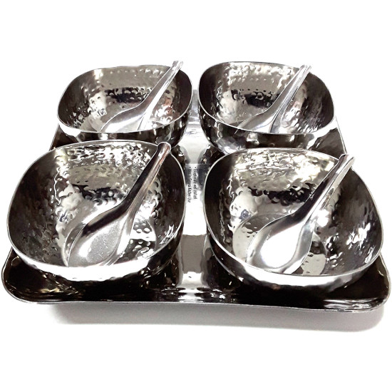 SQUARE THALI SET W/4 VATI AND SPOON -Thalas-thalis image