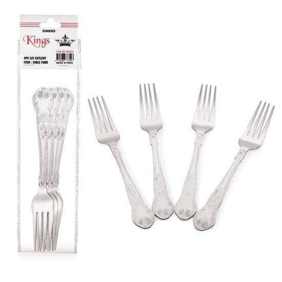 KINGS DINER RESTAURANT CUTLERY HEAVY TYPE 4 PCS DESART FORKS image