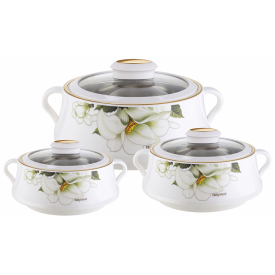 HOTPOT SET LORENZO WITH GLASS LIDS 3 PCS SET IN GIFT BOX SIZE 1000/1500/2000 ML image