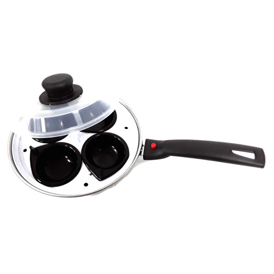 4 CUP EGG POACHER WITH PLASTIC LID SHRINK PAK -Aluminium image