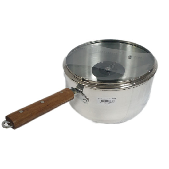 SAUCEPAN 20 CM GLASS LID ALUMINIUM WITH TEAK HANLDE AND GLASS LID -Aluminium image