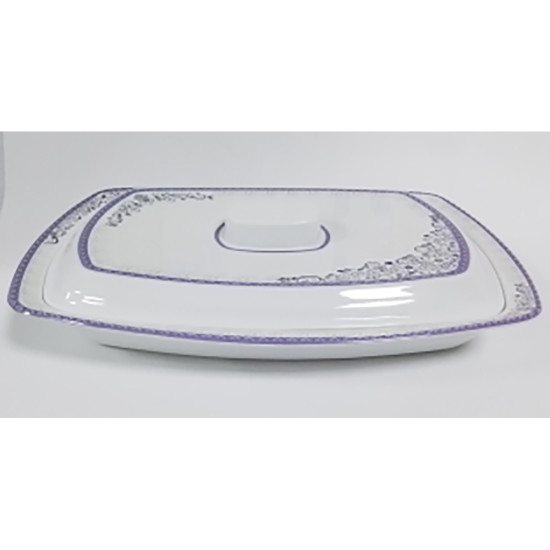 MELAMINE NISHA PRINT RECTANGULAR PLATTER WITH LID 15 INCH -Melamine image