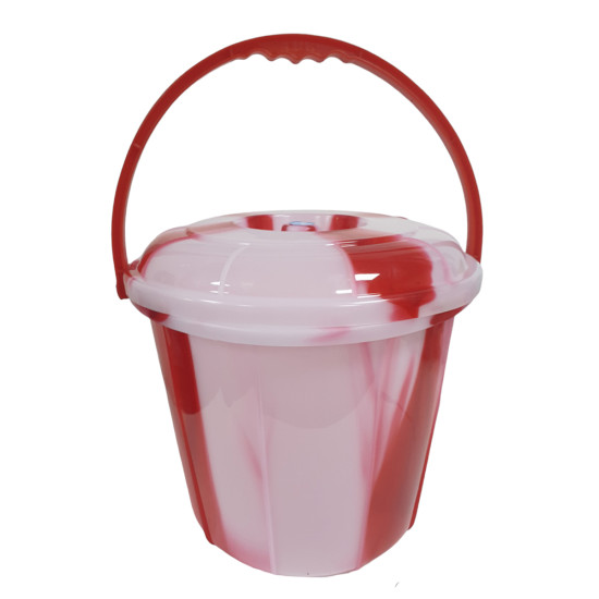 DOUBLE COLOUR BUCKET GREEN RED BLUE ASSORTED 25 LT WITH LID -Buckets image