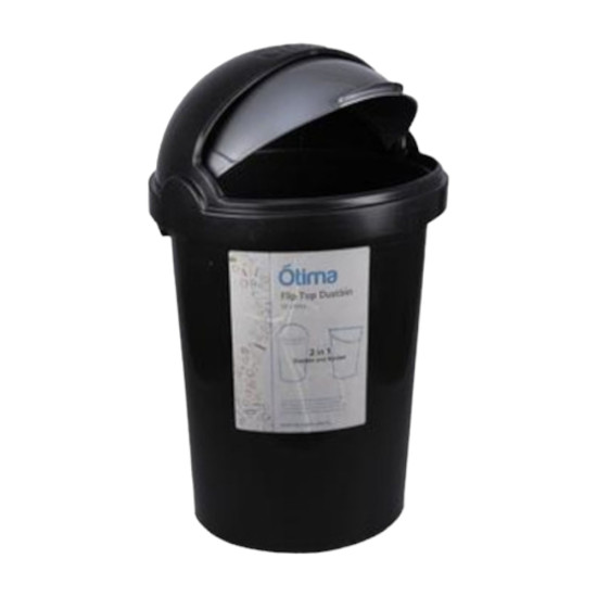 FLIP TOP DUSTBIN BLACK OTIMA 50 LITER image