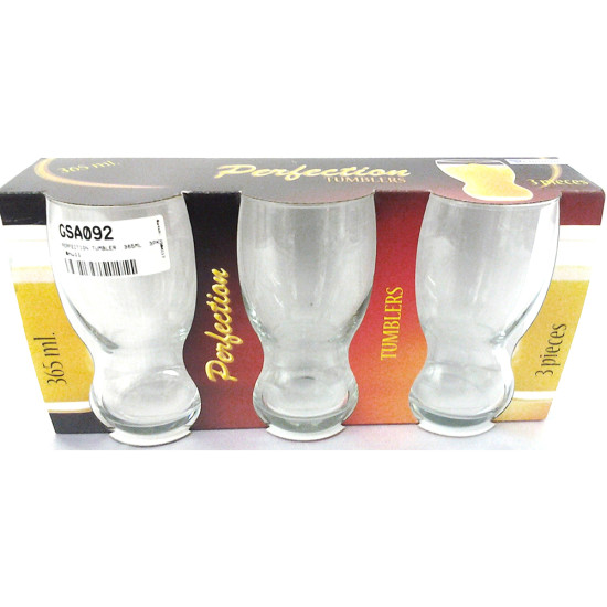 PERFECTION TUMBLER 365ML 3PK -3 pc glass plain image