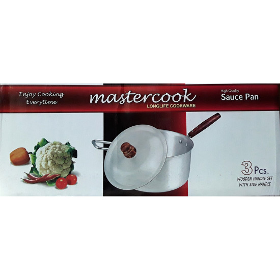 TEAK HANDLE STEWPAN SET 3 PCS 2-4 SIZE 18-20-22 CM image