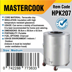 TANDOOR STAINLESS STEEL ON WHEELS SIZE MEDIUM 50.8CM X 50.8 CM X63.5 CM 