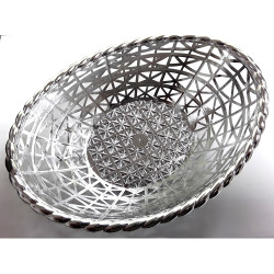 GOLD/SILVER OVAL BASKET 20CM