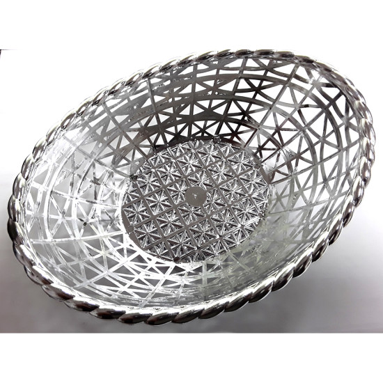 GOLD/SILVER OVAL BASKET 20CM -Assorted plastics image
