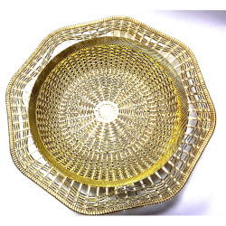 GOLD/SILVER PL HEXAGONAL DISH 1733