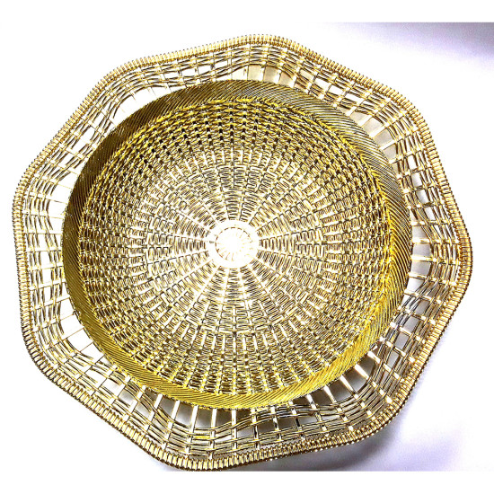 GOLD/SILVER PL HEXAGONAL DISH 1733 image