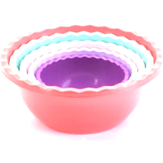 PLASTIC 5 PCS BOWL SET ASSTD COLS -Assorted plastics image