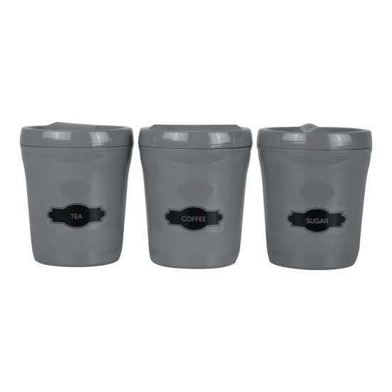 PLASTIC TEA SUGER COFFEE 3 PCS CANNISTER SET OTIMA -Assorted plastics image