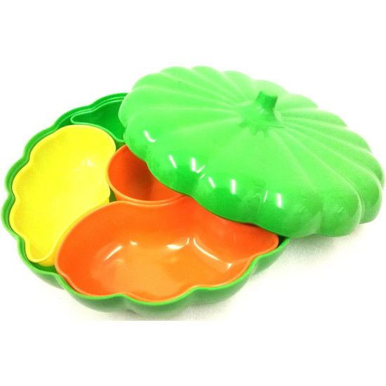 PUMPKIN PL SECTION TRAY+LID RD LARGE 8333 -Assorted plastics image