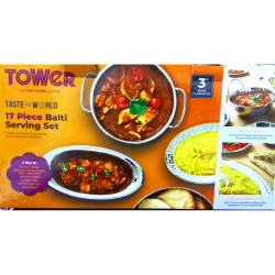 TOWER 17 PCS BALTI DISH SET STAINLESS STEEL