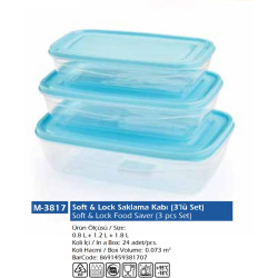 PLASTIC CONTAINER RECTANGULAR 3PC SET (0.8L, 1.2L, 1.8L)