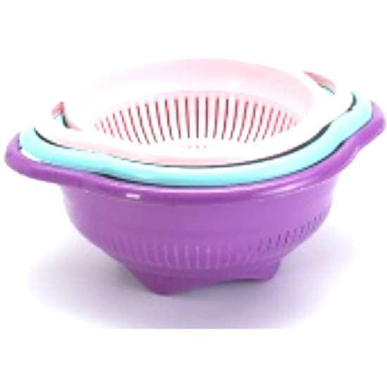 PLASTIC COLANDER SET OF THREE ASSTD COLS image