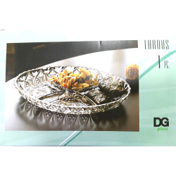 PD1065GCL LAROUS 4 COMP GLASS OVAL PLATE 29X18CM