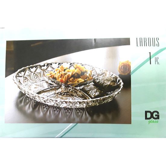 PD1065GCL LAROUS 4 COMP GLASS OVAL PLATE 29X18CM -Compartment dish image