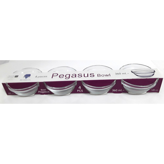 PEGASUS BOWL 4 PCS SET 360 ML -Glass bowls image