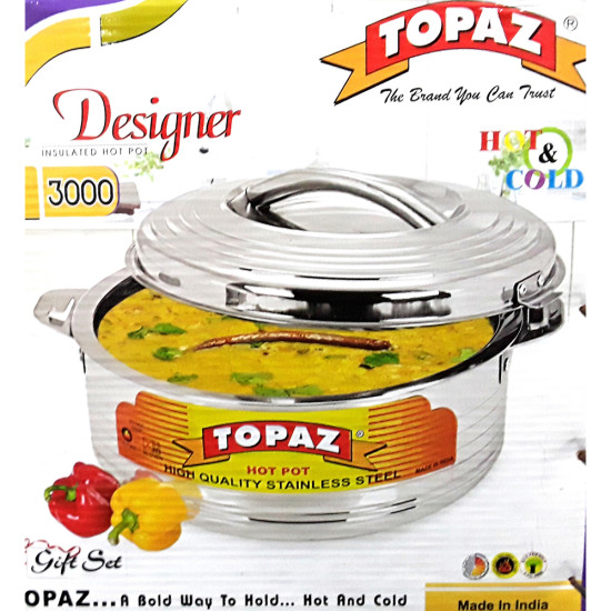 TOPAZ DESIGNER HOT POT STAINLESS STEEL 3000 ML image