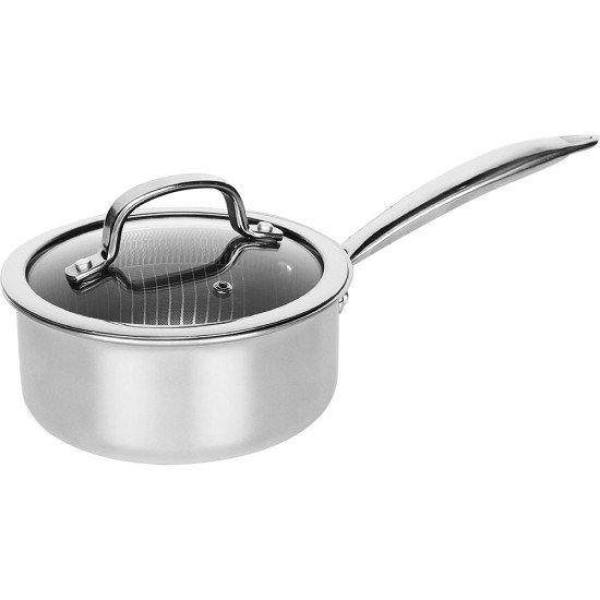 TRI PLY SAUCEPAN AND LID 18CM STAINLESS STEEL -Stainless steel image
