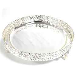 PAN DAN MEDIUM SIZE GALLERY TRAY SILVER PLATED 28 CM ROUND 