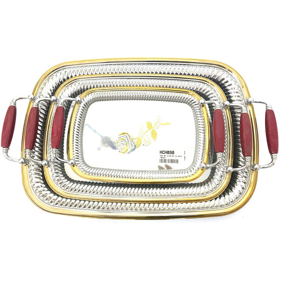 TRAY SET 3 PCS WITH RED HANDLE image