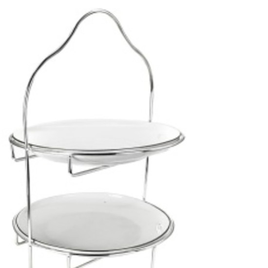 TWO LAYER WIRE CAKE STAND SILVER 27CM image