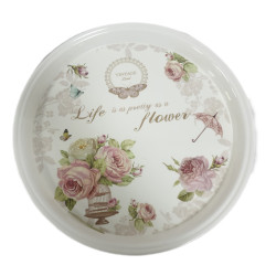 TRAY ROUND FLORAL DESIGN ASSORTED PRINT 36 CM ROUND